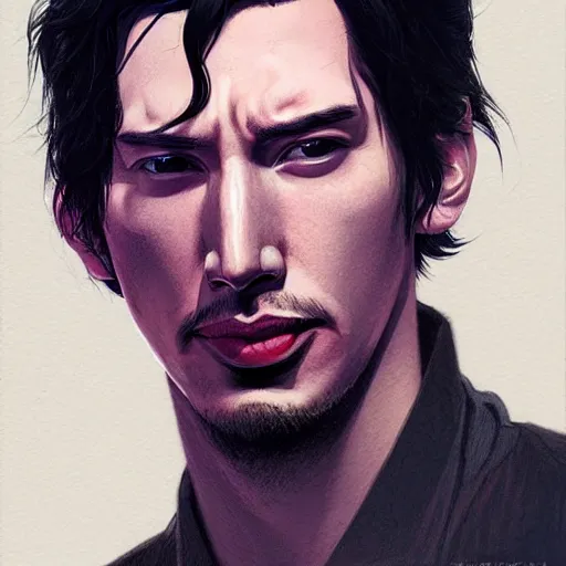 Image similar to adam driver portrait as a manga character, realistic shaded perfect face, fine details. anime. realistic shaded lighting poster by ilya kuvshinov katsuhiro otomo ghost - in - the - shell, magali villeneuve, artgerm, jeremy lipkin and michael garmash and rob rey