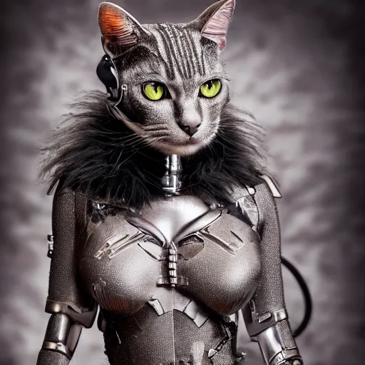 Image similar to A cyborg cat, realistic, sharp focus, 8k high definition, insanely detailed, intricate, elegant, art by Peter Kemp