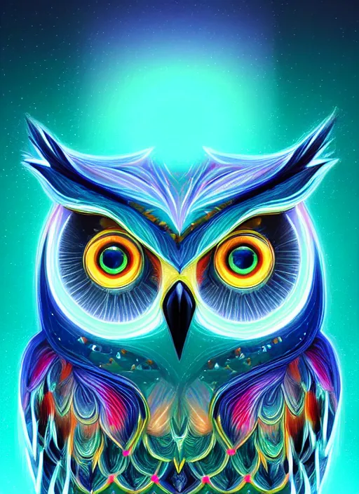 Image similar to symmetry!! product render poster vivid colors divine proportion owl, ice and snow, glowing fog intricate, elegant, highly detailed, digital painting, artstation, concept art, smooth, sharp focus, illustration,