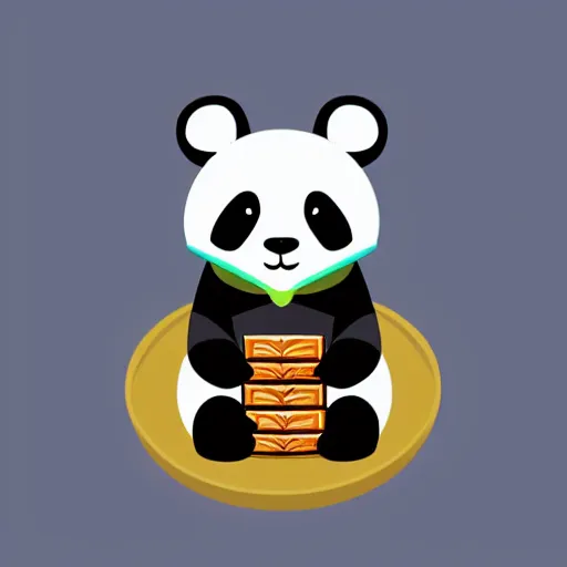 Prompt: vector artwork of a panda eating a chocolate bar, colorful, playful
