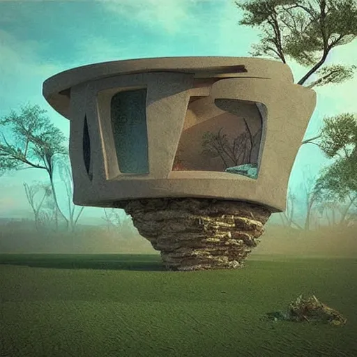 Prompt: “ very photorealistic photo of an alien house from another planet, award - winning details ”