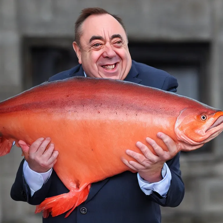 Image similar to alex salmond as a salmon