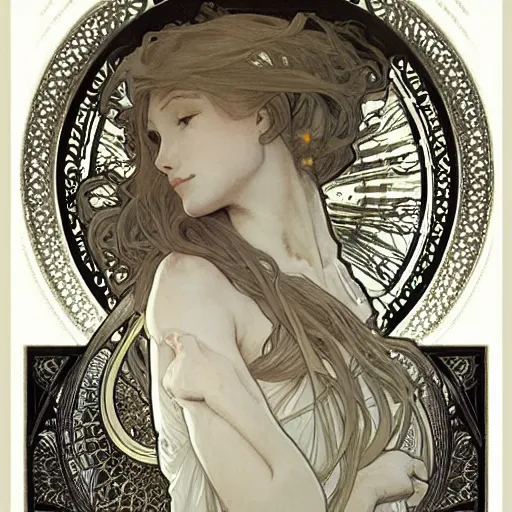 Prompt: amazing lifelike award winning pencil illustration of alphonse mucha trending artgerm greg rutkowski alphonse mucha cinematic