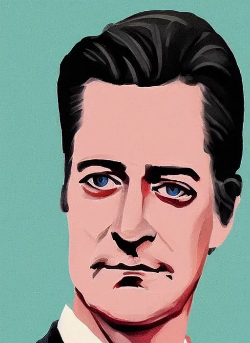 Prompt: portrait of kyle maclachlan as dale cooper by telegramme