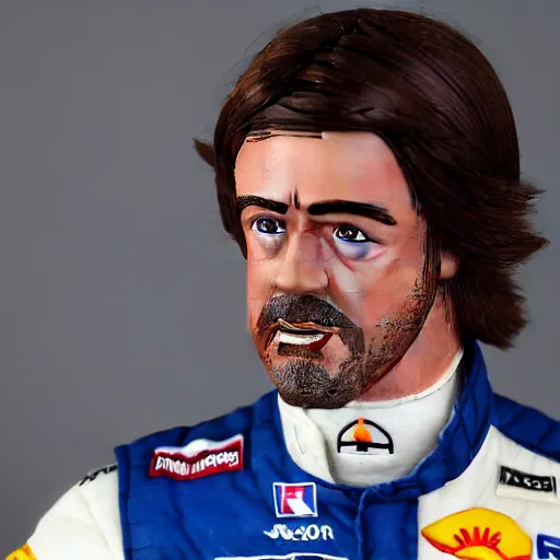 Prompt: wax figure of fernando alonso, realism, 4 k, award winning photograph, award winning photograph