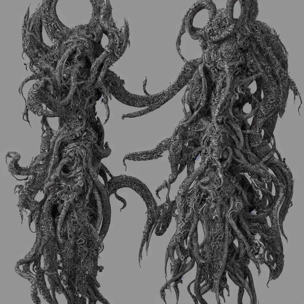 Image similar to a ancient cthulhu goddess, fantasy, intricate, highly detailed, artstation, zbrush, concept art, smooth, octane render sharp focus, full color