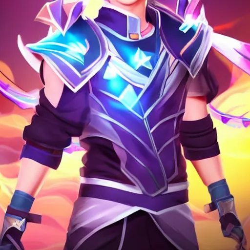 Image similar to xiumin from the kpop band exo as a mobile legends hero, character design, whole body, 8 k, high definition, extremely detailed, photo - realistic