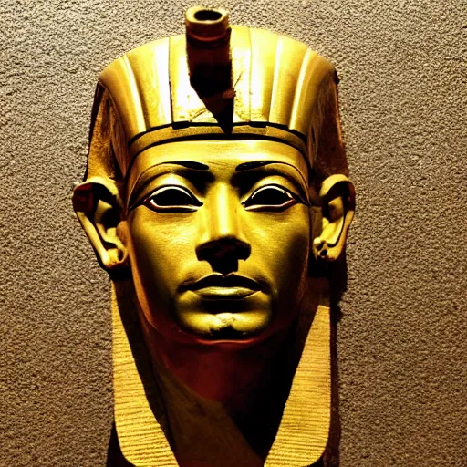 Image similar to ancient, golden egyptian pharaoh death mask of walter white