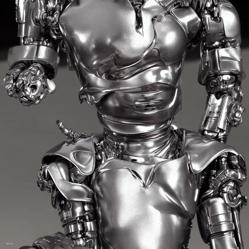 Prompt: extreme close - up of action figures futuristic cyborg tin man from the wiz buck rogers dune the movie, 4 k, highly detailed, award winning, look at all that detail!