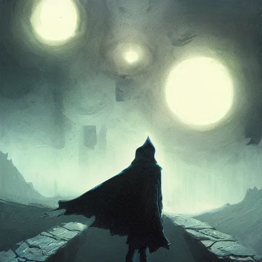 Image similar to a man in a black hoodie coming back home from a portal through the multiverse, vintage comic, greg rutkowski