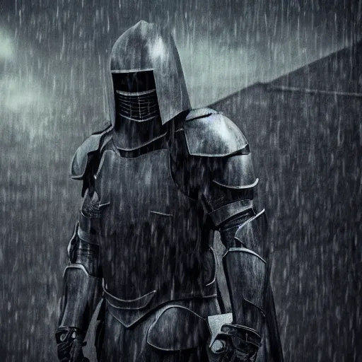 Prompt: dark armor knight in a thunderstorm, epic scene, cinematic, ultra photorealistic, 8k,