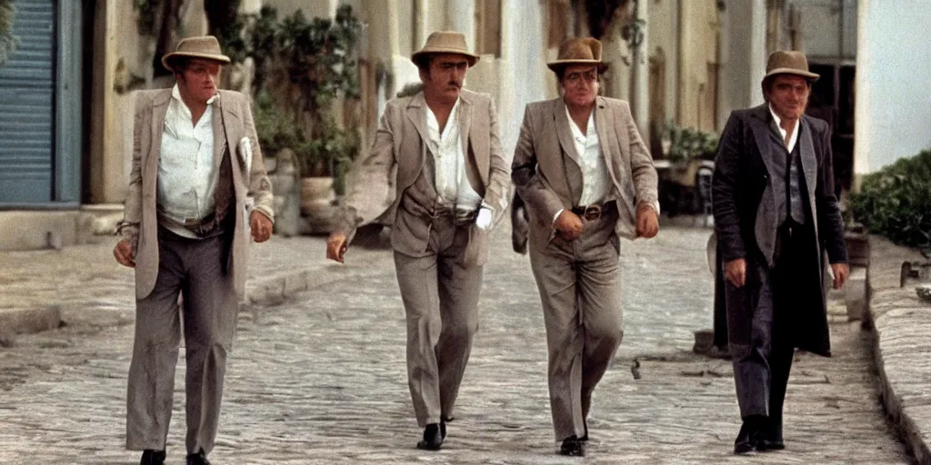 Prompt: a scene from a death in venice ( 1 9 7 1 ) of luchino visconti with burt lancaster walking. technicolor, cinematic, 5 0 mm, highly detailed, highly intricate, extremely realistic faces. technicolor!!!!, vivid colors, colorful, cinematic, highly detailed