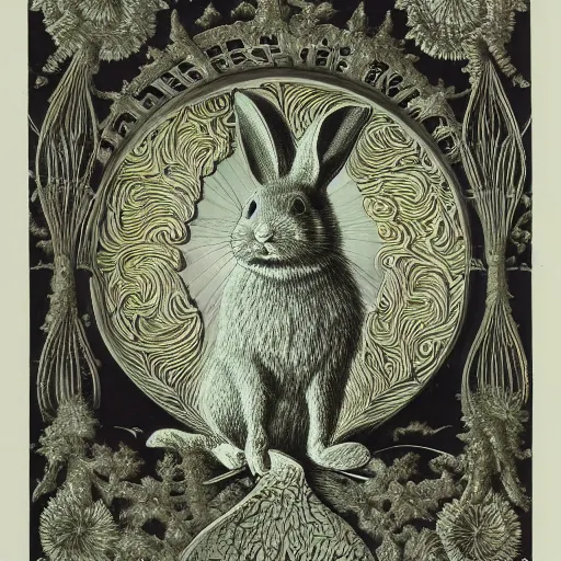 Prompt: ernst haeckel kunstformen picture of a rabbit - n 4