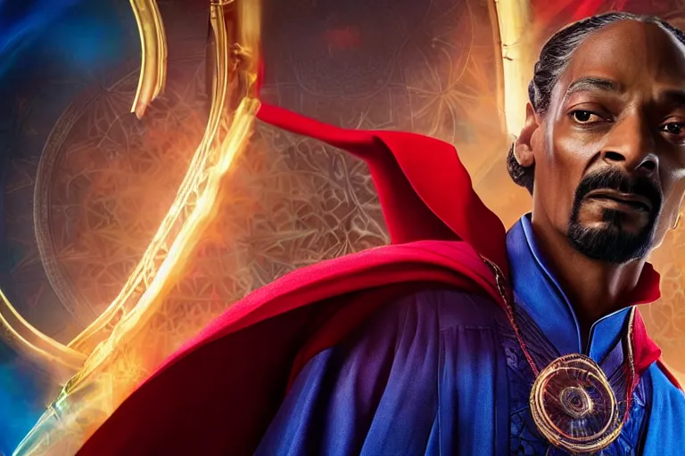 Image similar to film still of snoop dogg as doctor strange in doctor strange film, 4 k