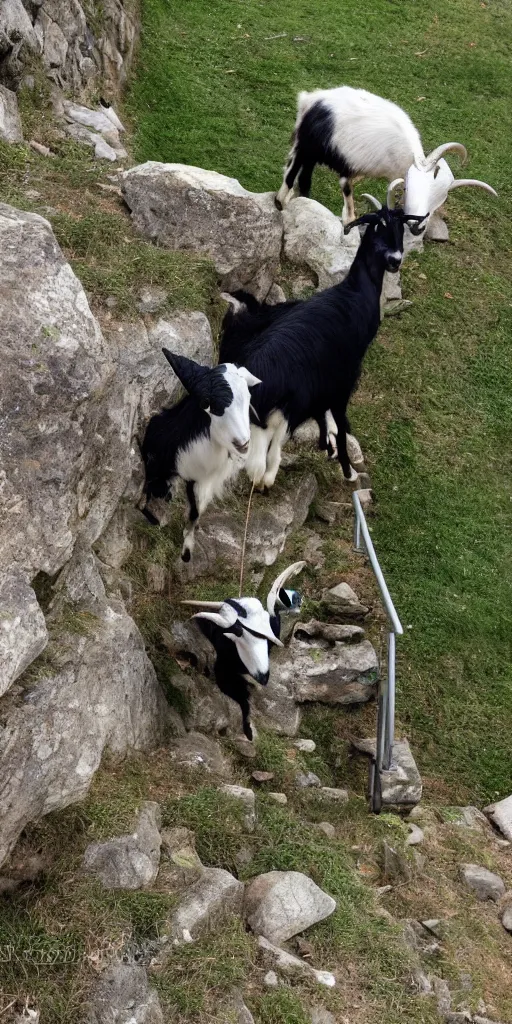 Image similar to goat climbing circular stairs