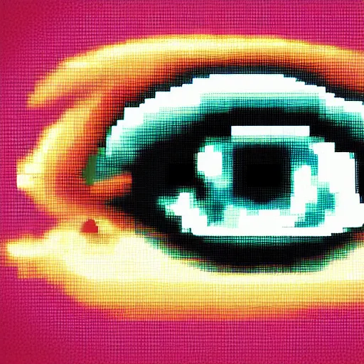 Image similar to a detailed picture of an eye, pixel art, 8 bit