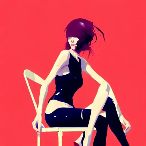 Image similar to a ultradetailed beautiful panting of a stylish woman sitting on a chair, by conrad roset, greg rutkowski and makoto shinkai, trending on artstation