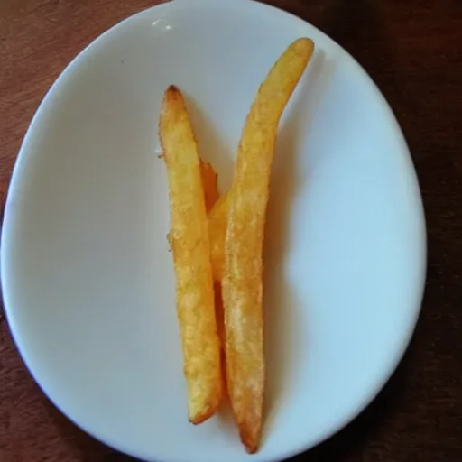 Image similar to photo of [ a single salted french fry chip ] shaped like that looks like stephen fry as a pixar character hybrid intercross mix cinematic lighting