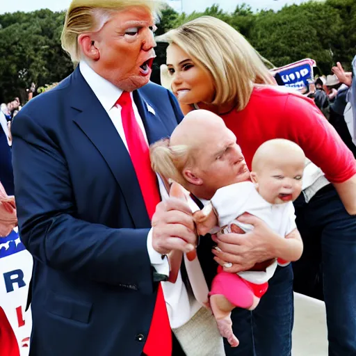 Image similar to Donald Trump slapping a baby