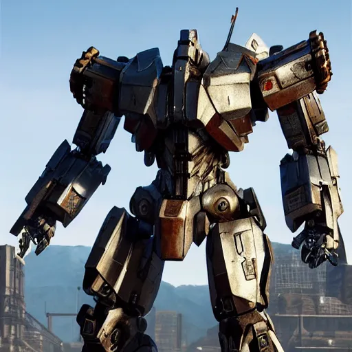 Prompt: cinematic still in ps 5 armoredcore 6 and real steel movie and westworld and pacific rim movie, one slim full body ornate humanoid armored core mega mech by fujioka kenki and by mamoru nagano