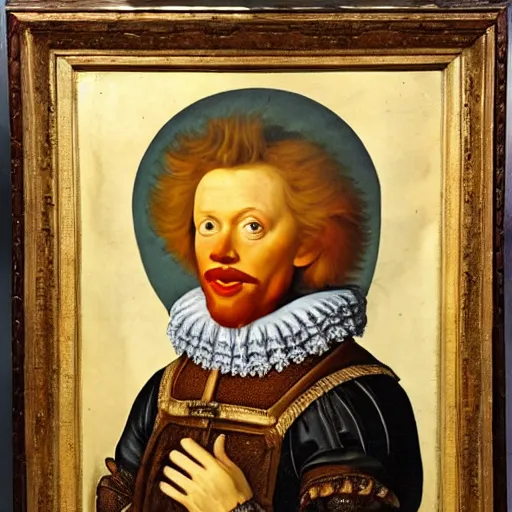 Prompt: 1 6 th century oil portrait of king ronald mcdonald