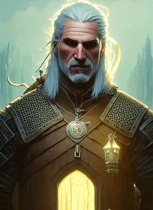 Prompt: Highly detailed portrait of Geralt of Rivia, Stephen Bliss, unreal engine, fantasy art by Greg Rutkowski, Loish, Rhads, ferdinand knab, Makoto Shinkai and Lois van baarle, ilya kuvshinov, rossdraws, Tom Bagshaw, alphonse mucha, global illumination, radiant light, detailed and intricate environment