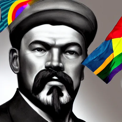 Image similar to lgbt art, tom of finland style, lenin, in billy herrington body, art in 4 k, high quality