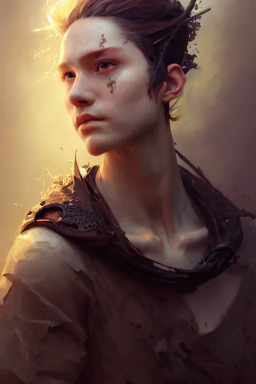 Prompt: A masterpiece portrait of a single Incredibly beautiful queer like a Syberian post apocalyptic shaman girl . medium shot, intricate, elegant, highly detailed. trending on artstation, digital art, by Stanley Artgerm Lau, WLOP, Rossdraws, James Jean, Andrei Riabovitchev, Marc Simonetti, Yoshitaka Amano