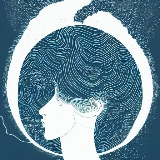 Image similar to a wandering mind, logo without text, simple white background victo ngai, kilian eng, vector art