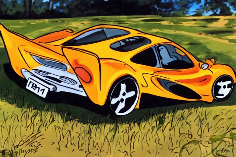 Image similar to cute cartoon baby McLaren F1, 8k,