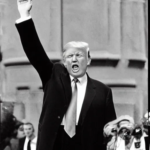 Prompt: donald trump as hitler, award winning photograph