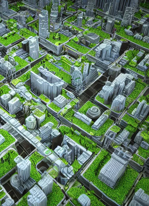 Prompt: solarpunk futuristic city, High definition, 4k, 35mm, green food production,