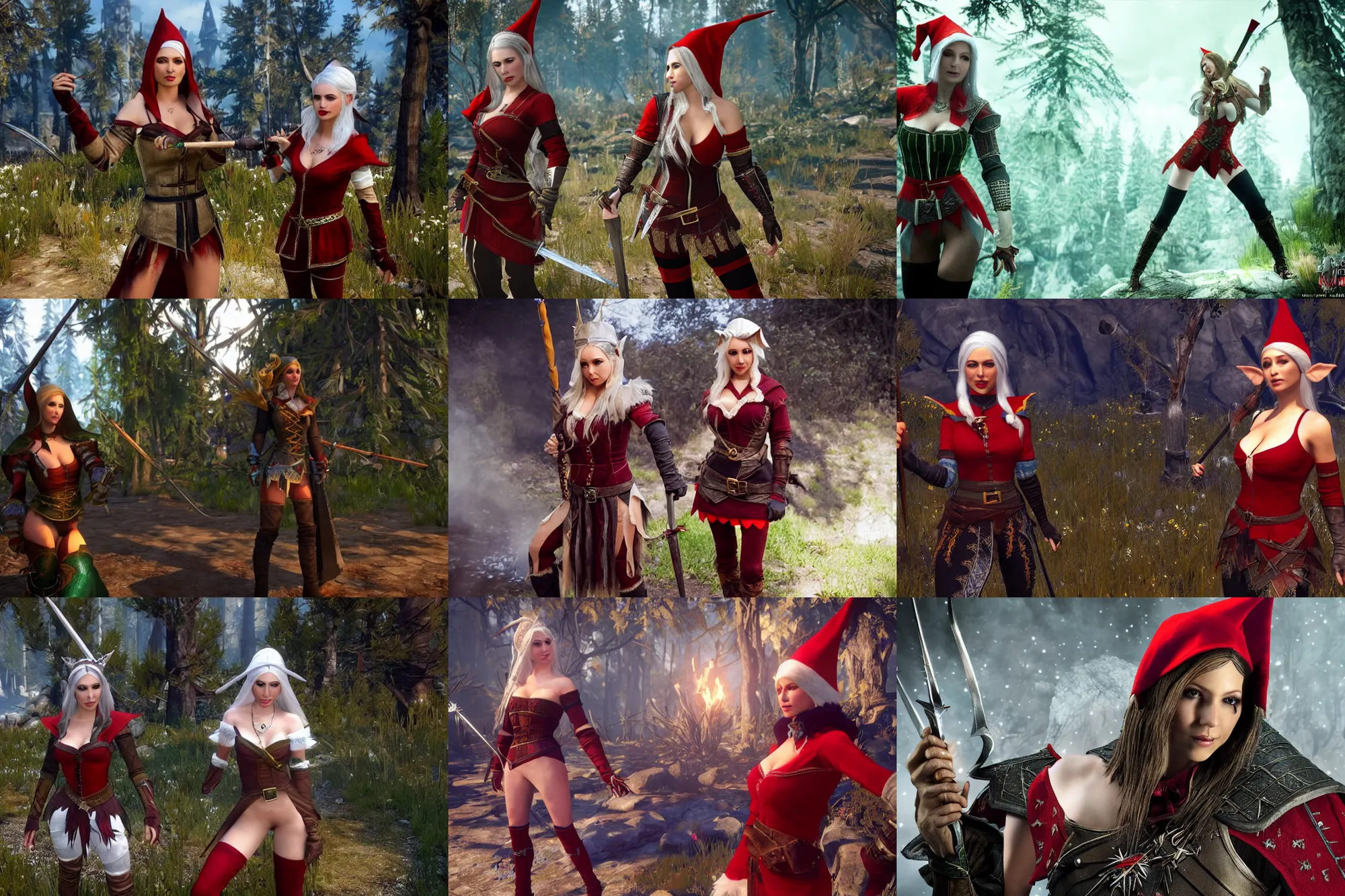 Prompt: Jenna Haze as an elf in a fantasy outfit in The Witcher 3