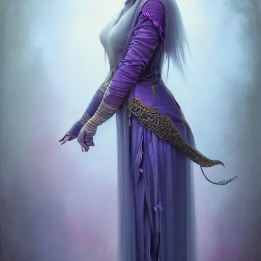 Prompt: photorealistic soft paint of absurdities and curiosities, very beautiful dollpunk asian princess full long dress, ultra deep fog, purple black lustrous thin haircut, partial symmetry accurate features, focus, very intricate ultrafine details, award winning masterpiece, tom bagshaw ross tran