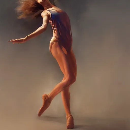 Image similar to oil painting dancer woman, with dancer men herb rose, by greg rutkowski, artstation