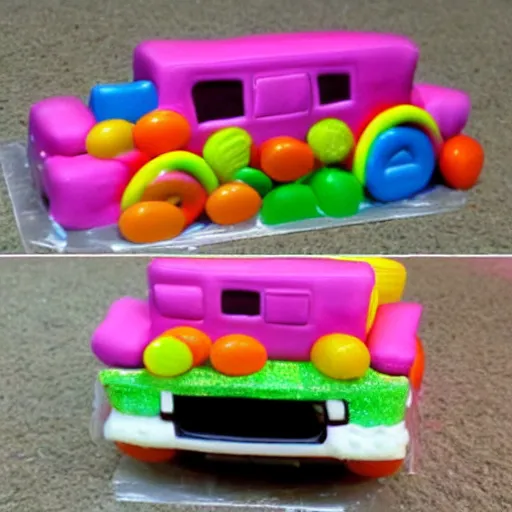 Image similar to a car made out of candy