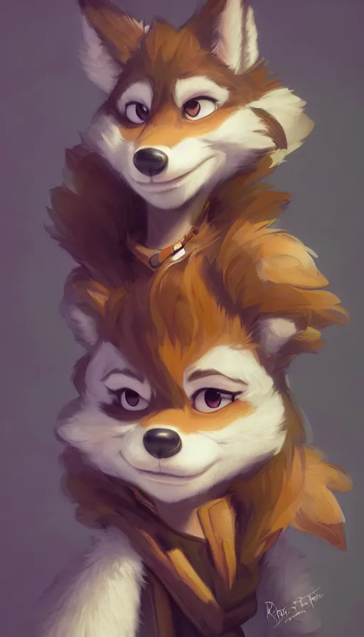 Image similar to portrait character design a cute fluffy wolf girl, style of maple story and zootopia, portrait studio lighting by jessica rossier and brian froud and gaston bussiere