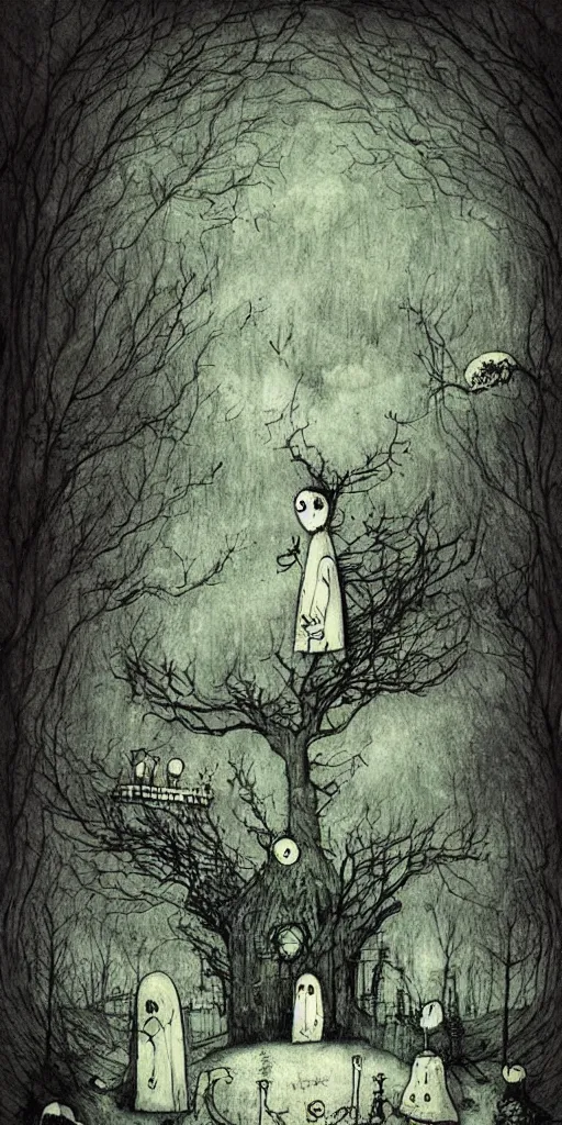 Prompt: a ghost scene by alexander jansson