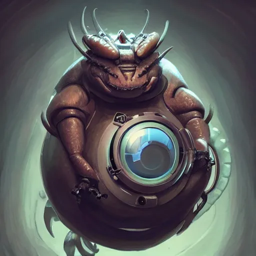 Prompt: a mechanical robot with camera lens eyes in the shape of a cute fat obese dragon with the letter a painted on it's round belly, intricate, highly detailed, artstation, concept art, smooth, sharp focus, art by artgerm and greg rutkowski