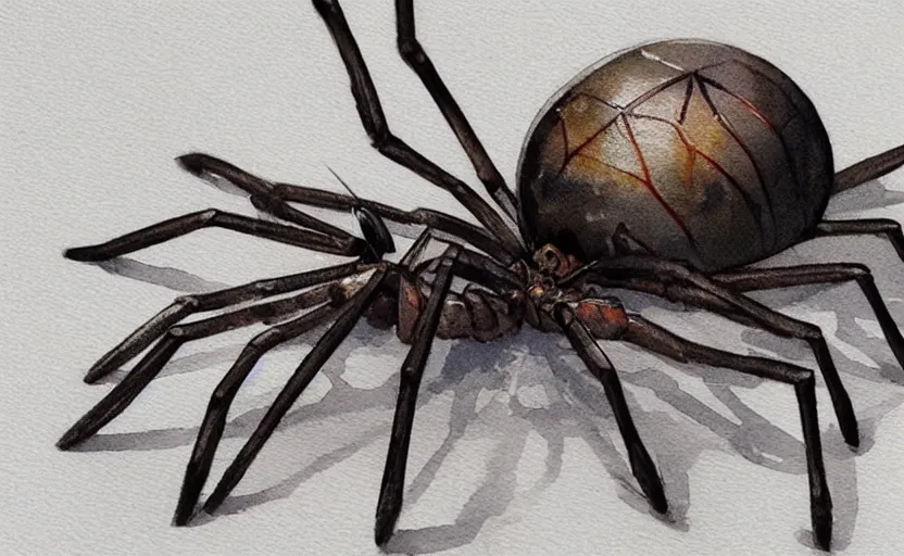 Image similar to concept art of a spider, pinterest, artstation trending, behance, watercolor, by coby whitmore, silver, laser light,