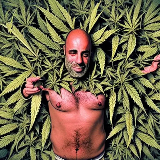 Image similar to joe rogan photography of lord and savior jesus christ, serious weed smoking.