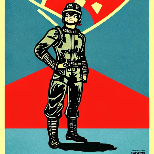 Prompt: Illustrated by Shepard Fairey and H.R. Geiger | fallout 4 vault boy thumbs up, Soviet Propaganda poster