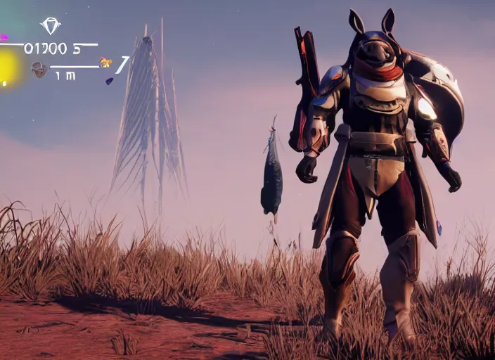 Prompt: ham chungus armor set in Destiny 2, highly detailed 4k in-game screenshot leak datamine from reddit