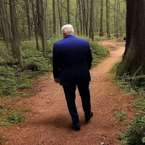 Image similar to game camera footage of Doug Ford premier of Ontario wadering through the woods at night