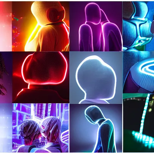 Image similar to love, diverse soft cybersuits, from behind, connection rituals, wide wide angle, vivid, elaborate, highly detailed, beautiful lighting