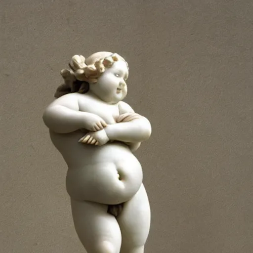 Prompt: a fat angel, marble sculpture