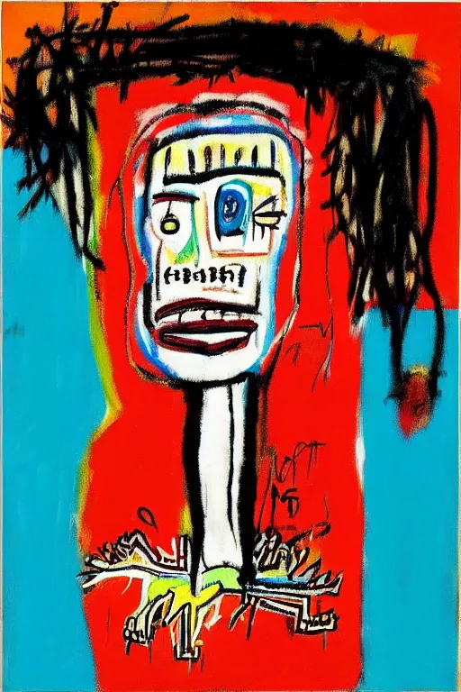 Image similar to a woman inside of an empty light bulb. the woman has wings. by basquiat