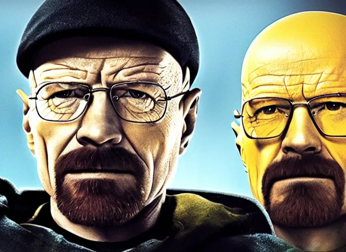 Image similar to film still of Walter White as Gordan Freeman wearing Black Mesa Jumpsuit in the Half Life Movie, 4k