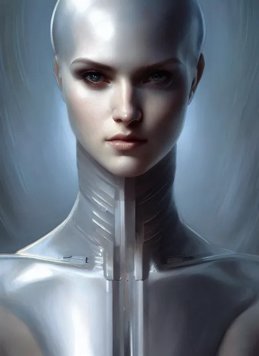 Image similar to pale mark zukerberg as android, pale plastc, portrait, intricate, elegant, highly detailed, digital painting, artstation, concept art, wallpaper, smooth, sharp focus, illustration, art by h. r. giger and artgerm and greg rutkowski and alphonse mucha