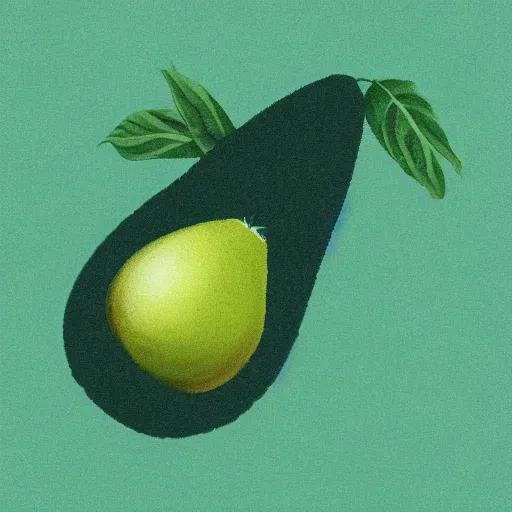 Image similar to flying avocado with a feathered crown